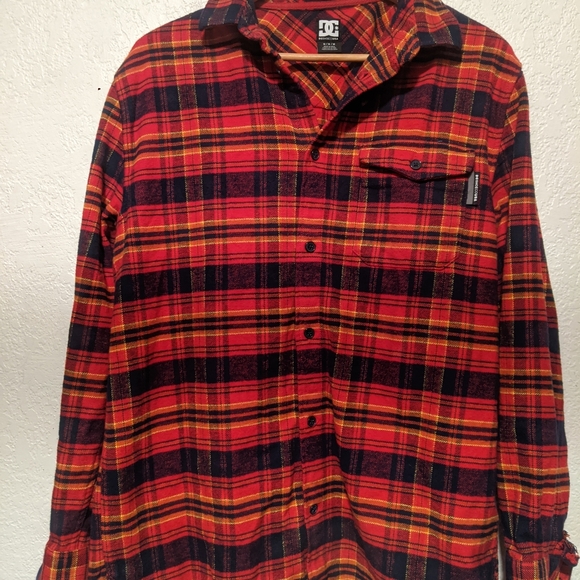 #DC Red and Yellow Casual Button Down Shirt #dcshoecousa - Picture 2 of 4
